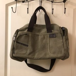 Ladies small duffel/satchel bag olive green canvas
